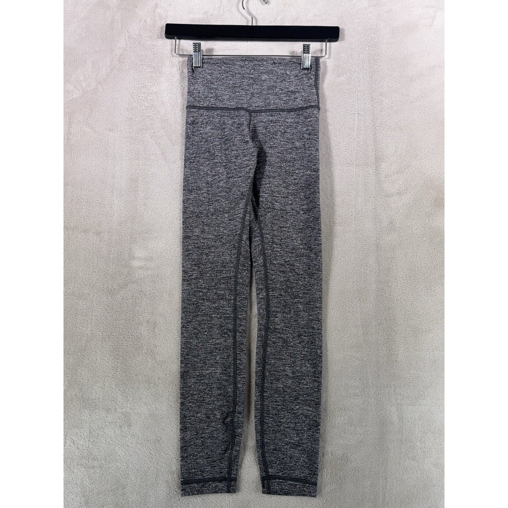 Lululemon Wunder Under High Rise Leggings Womens 2 Heathered Black Full Length